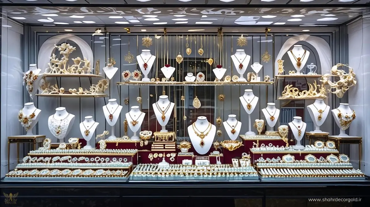 راهنمای کامل طراحی دکور طلا برای ویترین فروشگاه‌ها