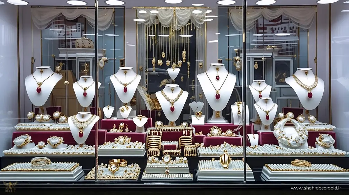 راهنمای کامل طراحی دکور طلا برای ویترین فروشگاه‌ها